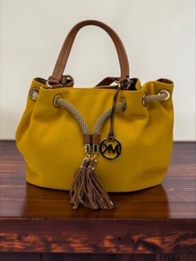 Michael Kors Yellow Canvas Drawstring Tote Large